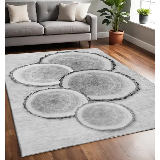 Gray And Ivory Woodland Lodge Washable Area Rug With UV Protection Photo 2