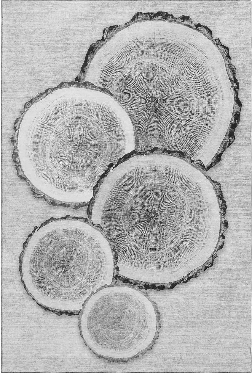 Gray And Ivory Woodland Lodge Washable Area Rug With UV Protection Photo 1