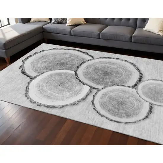 Gray And Ivory Woodland Lodge Washable Area Rug With UV Protection Photo 2