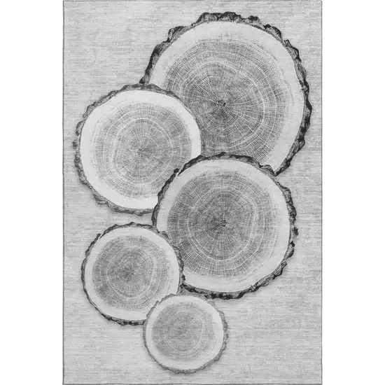 Gray And Ivory Woodland Lodge Washable Area Rug With UV Protection Photo 1