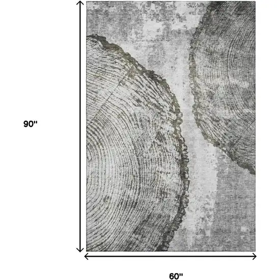 Gray And Ivory Woodland Lodge Washable Area Rug With UV Protection Photo 7