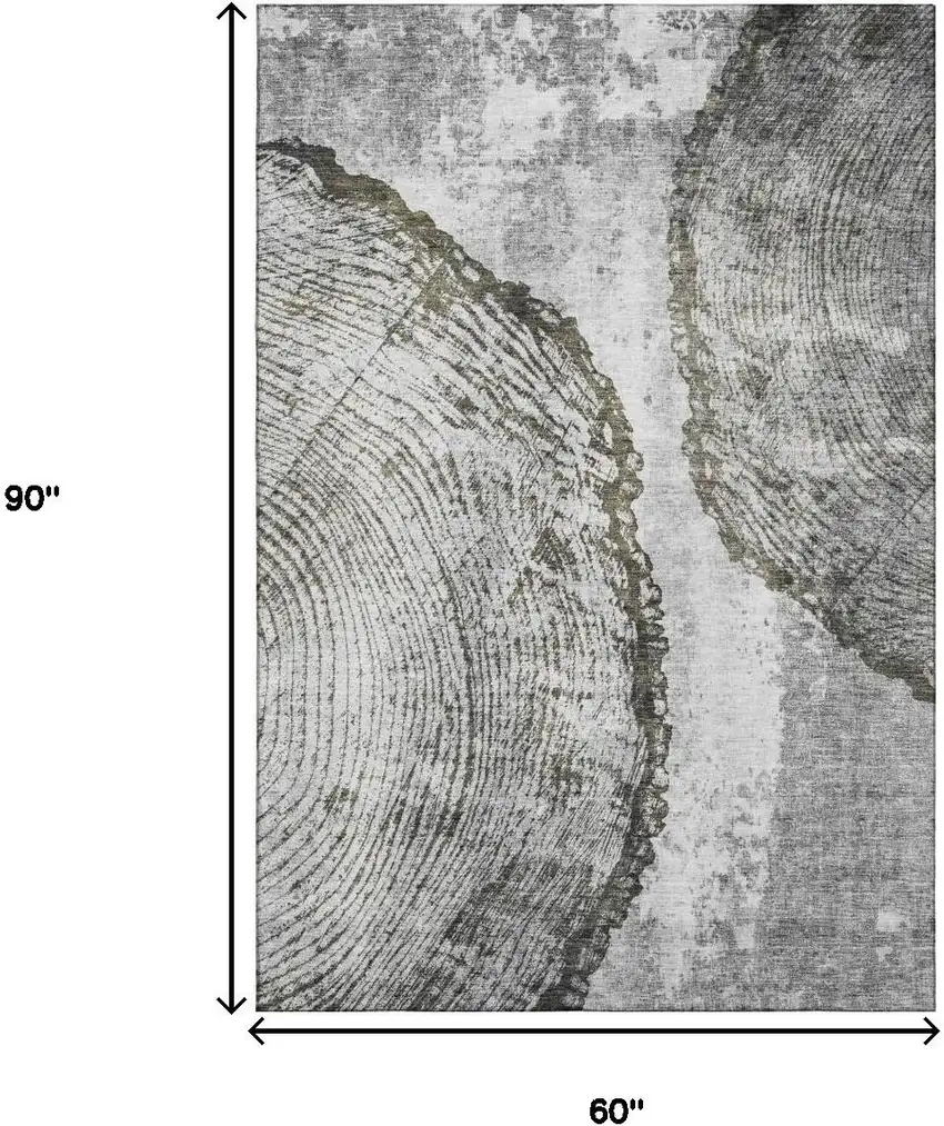 Gray And Ivory Woodland Lodge Washable Area Rug With UV Protection Photo 7