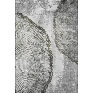 Photo of Gray And Ivory Woodland Lodge Washable Area Rug With UV Protection