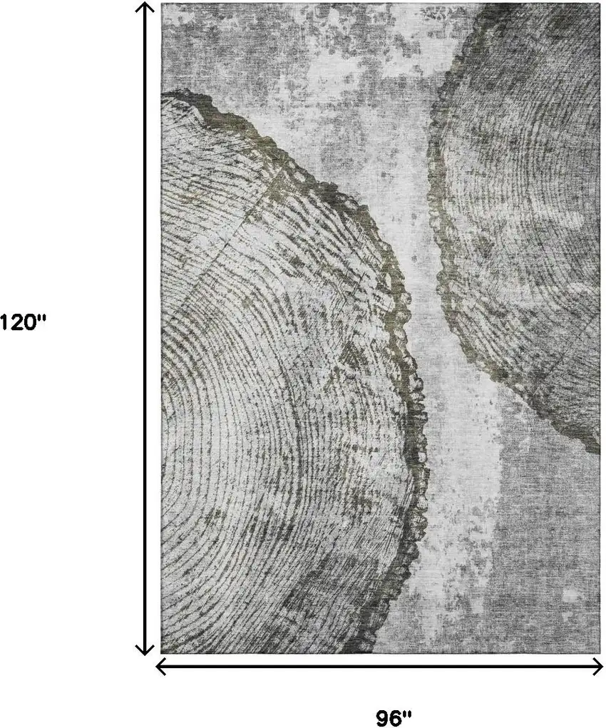 Gray And Ivory Woodland Lodge Washable Area Rug With UV Protection Photo 8