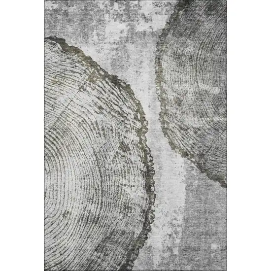 Gray And Ivory Woodland Lodge Washable Area Rug With UV Protection Photo 1