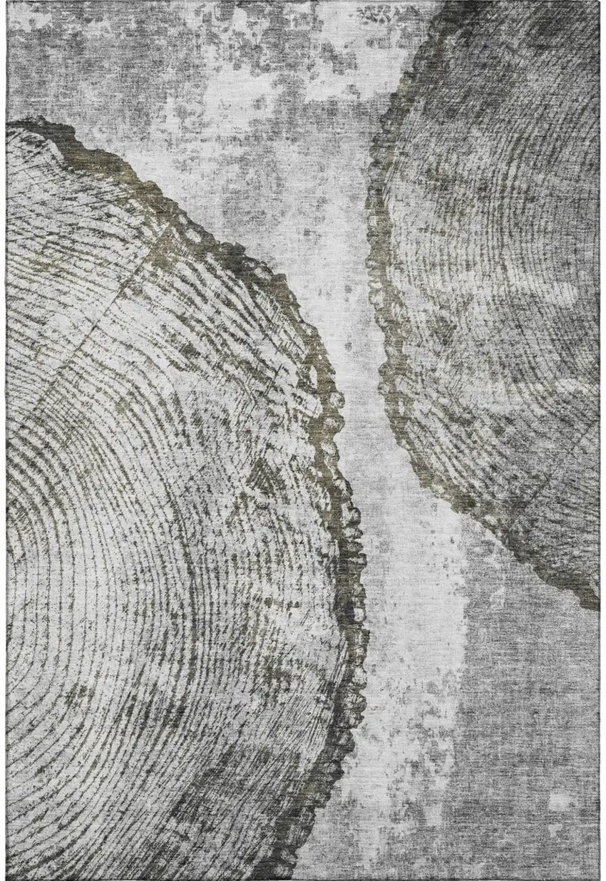 Gray And Ivory Woodland Lodge Washable Area Rug With UV Protection Photo 1