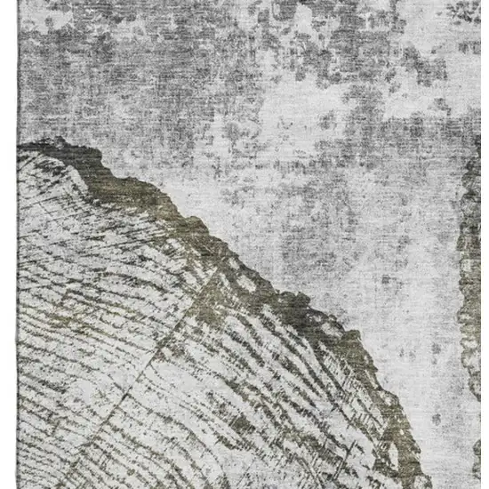 Gray And Ivory Woodland Lodge Washable Area Rug With UV Protection Photo 4