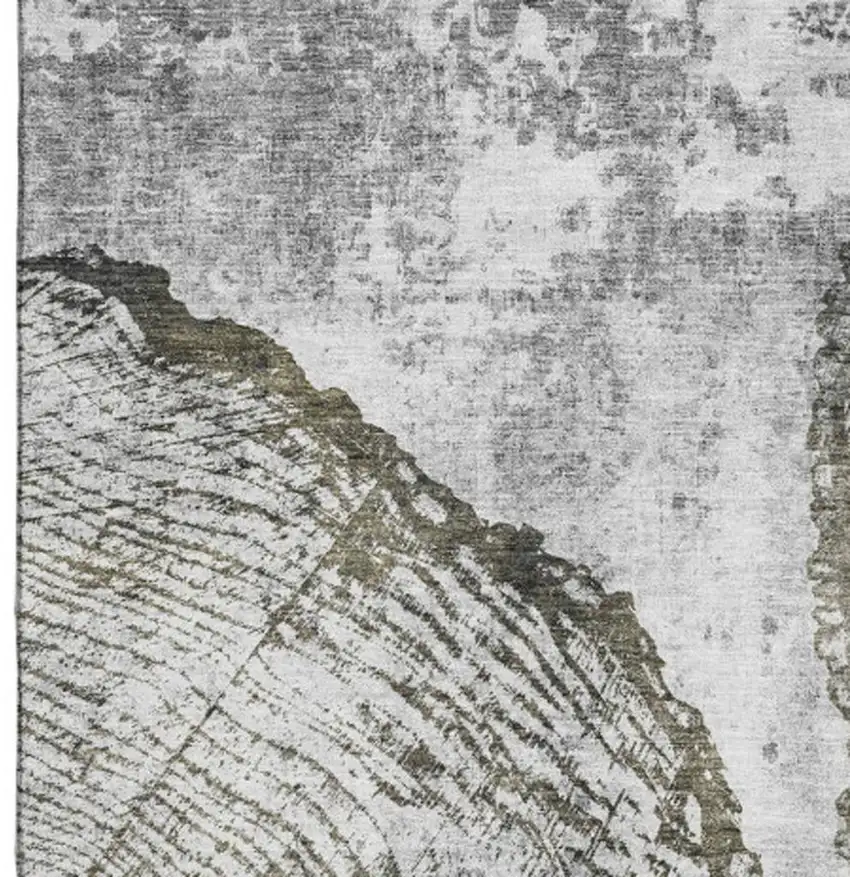 Gray And Ivory Woodland Lodge Washable Area Rug With UV Protection Photo 4