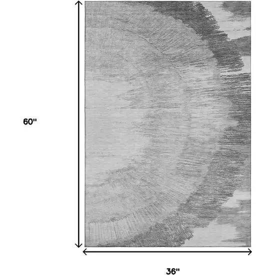 Gray And Ivory Woodland Lodge Washable Area Rug With UV Protection Photo 9