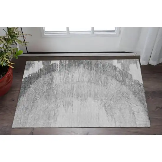 Gray And Ivory Woodland Lodge Washable Area Rug With UV Protection Photo 2