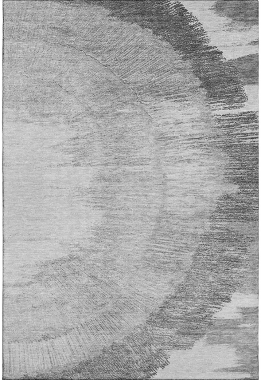 Gray And Ivory Woodland Lodge Washable Area Rug With UV Protection Photo 1