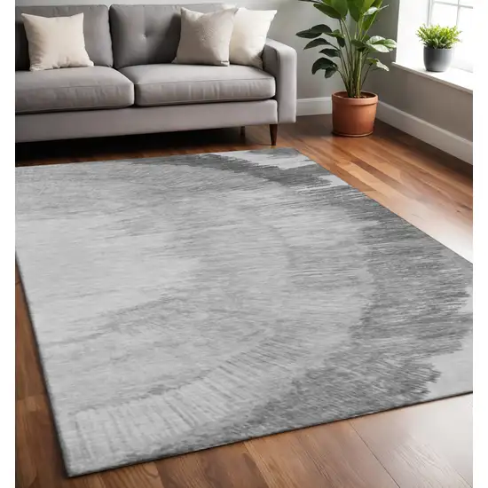 Gray And Ivory Woodland Lodge Washable Area Rug With UV Protection Photo 2