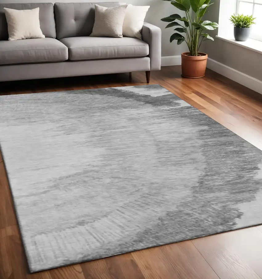 Gray And Ivory Woodland Lodge Washable Area Rug With UV Protection Photo 2