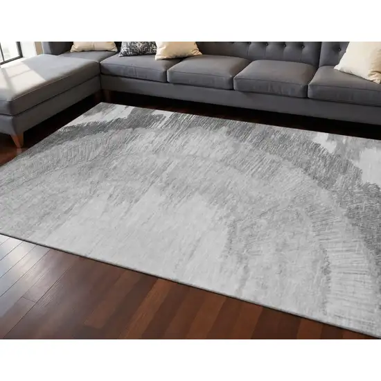 Gray And Ivory Woodland Lodge Washable Area Rug With UV Protection Photo 2