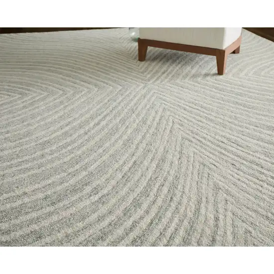 Gray And Ivory Wool Abstract Hand Tufted Area Rug Photo 4