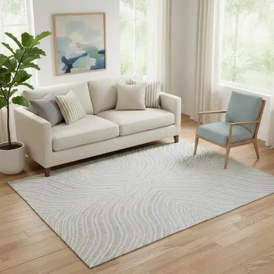 Gray And Ivory Wool Abstract Hand Tufted Area Rug Photo 1