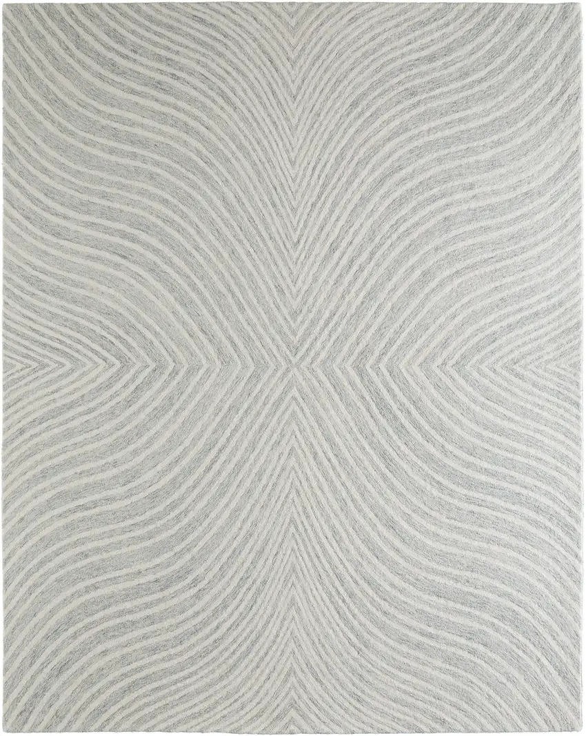Gray And Ivory Wool Abstract Hand Tufted Area Rug Photo 2