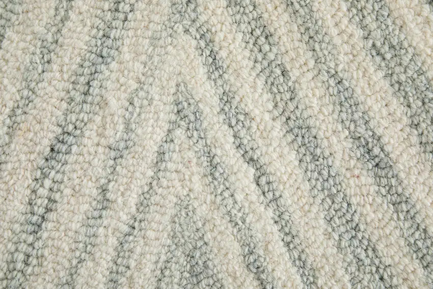 Gray And Ivory Wool Abstract Hand Tufted Area Rug Photo 8