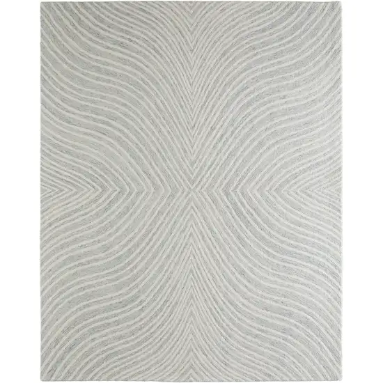 Gray And Ivory Wool Abstract Hand Tufted Area Rug Photo 2