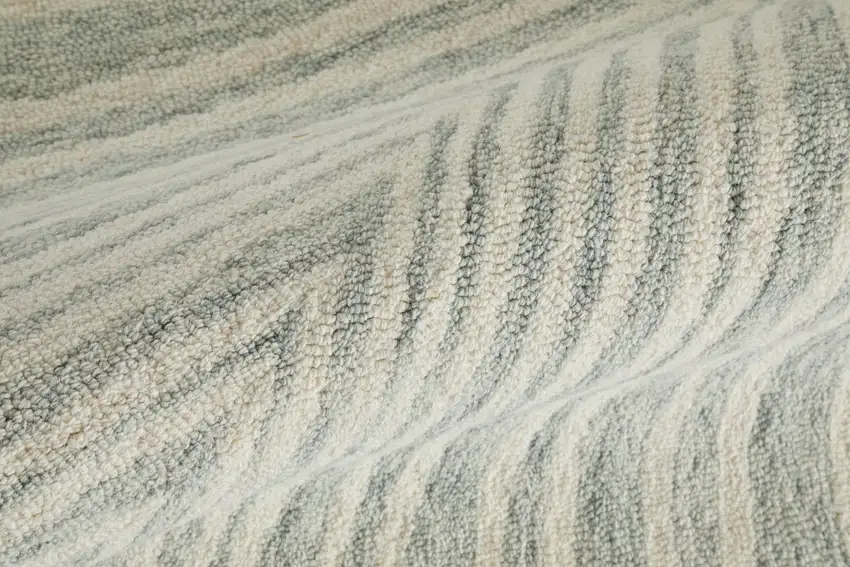 Gray And Ivory Wool Abstract Hand Tufted Area Rug Photo 7