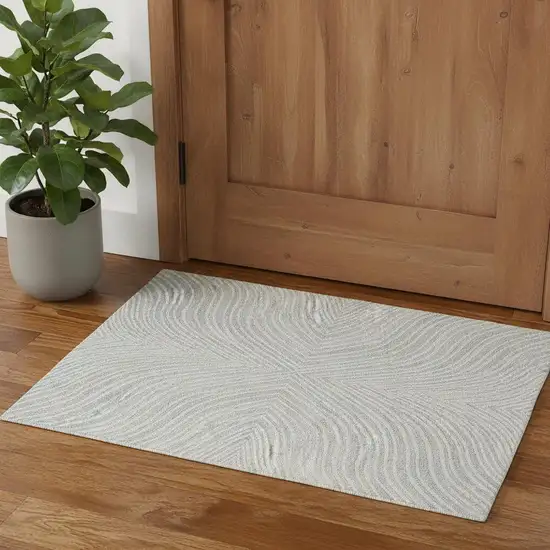 Gray And Ivory Wool Abstract Hand Tufted Area Rug Photo 1