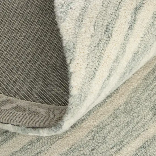Gray And Ivory Wool Abstract Hand Tufted Area Rug Photo 3