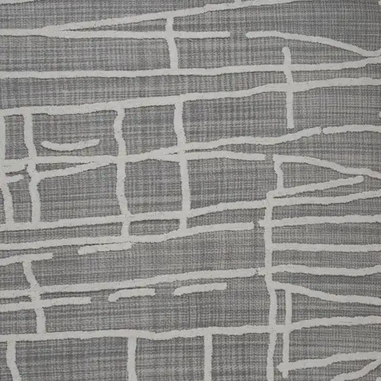 Gray And Ivory Wool Abstract Hand Tufted Area Rug Photo 3