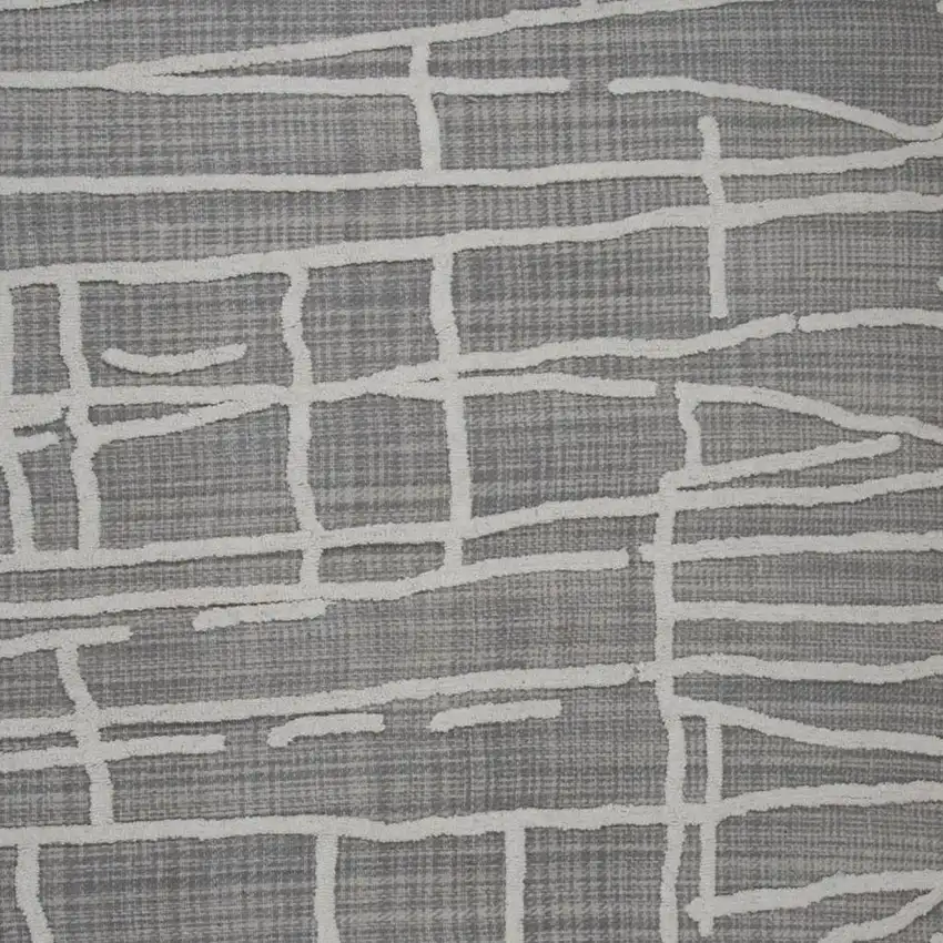 Gray And Ivory Wool Abstract Hand Tufted Area Rug Photo 3