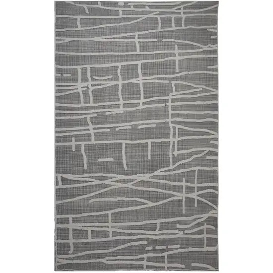 Gray And Ivory Wool Abstract Hand Tufted Area Rug Photo 2