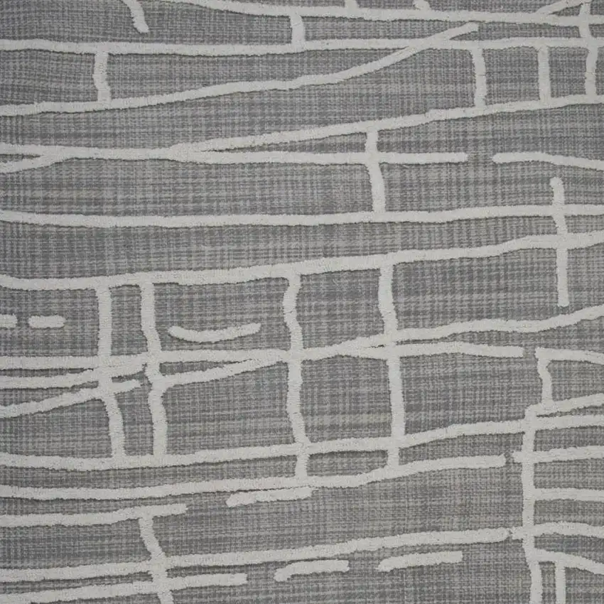 Gray And Ivory Wool Abstract Hand Tufted Area Rug Photo 3