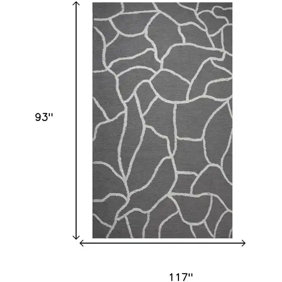 Gray And Ivory Wool Abstract Hand Tufted Area Rug Photo 5