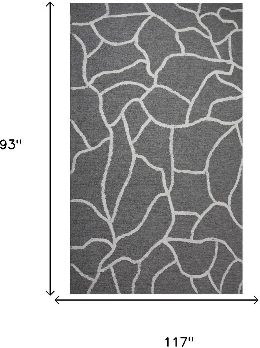 Gray And Ivory Wool Abstract Hand Tufted Area Rug Photo 5