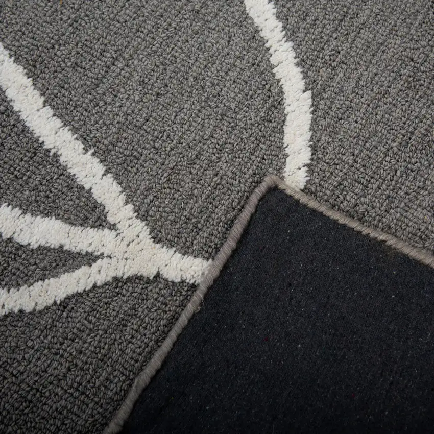 Gray And Ivory Wool Abstract Hand Tufted Area Rug Photo 3