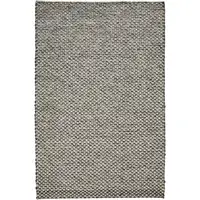 Photo of Gray And Ivory Wool Abstract Hand Woven Stain Resistant Area Rug