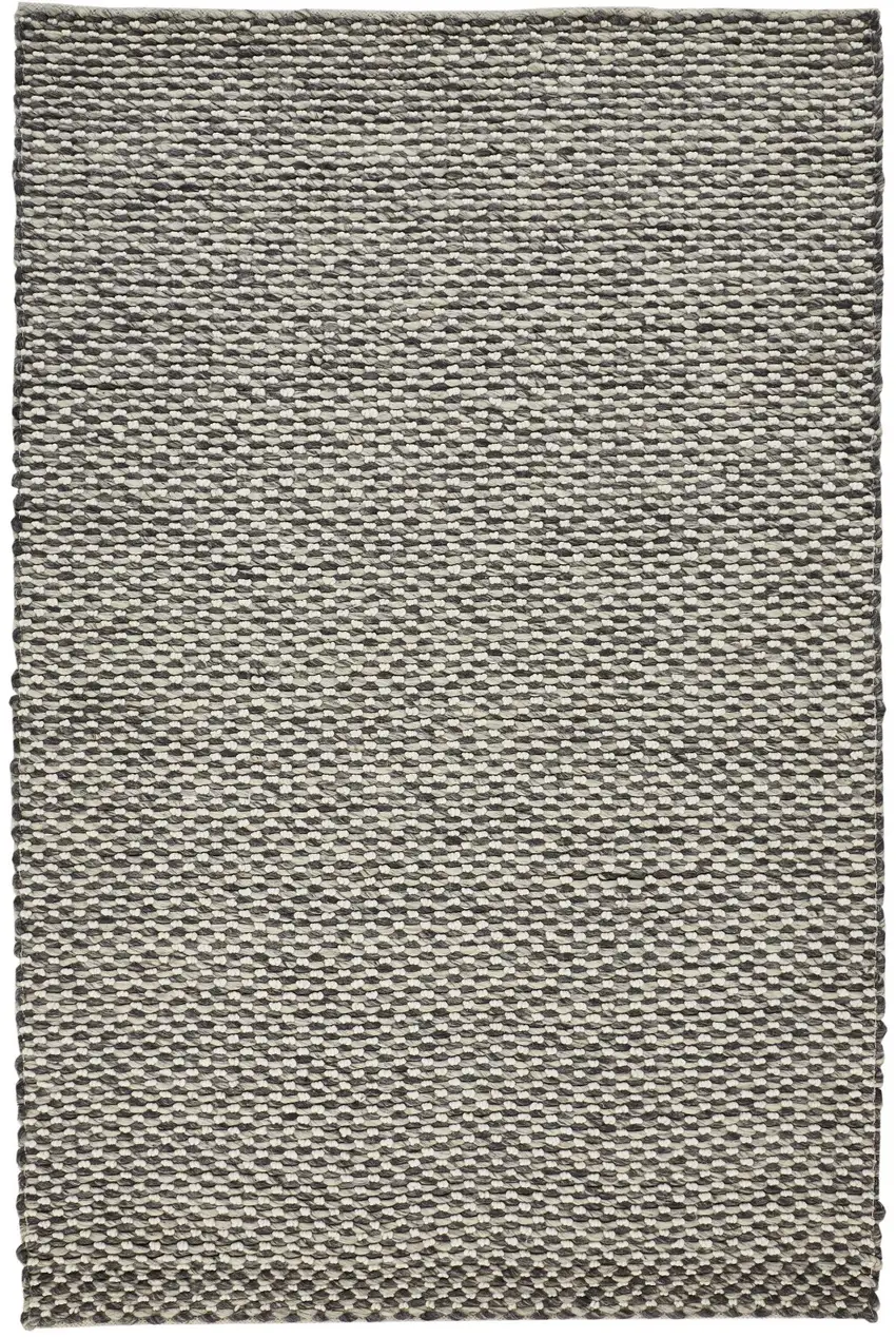 Gray and Ivory Wool Floral Hand Woven Area Rug Photo 2