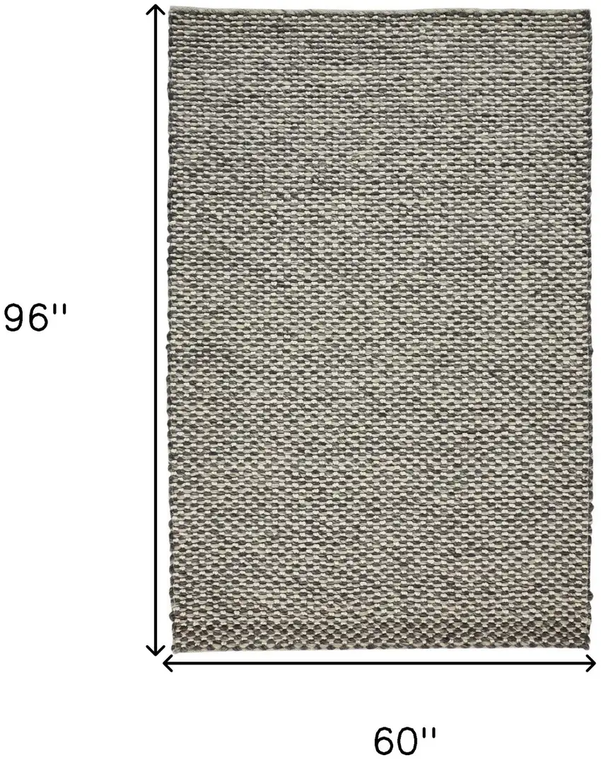 Gray and Ivory Wool Floral Hand Woven Area Rug Photo 3