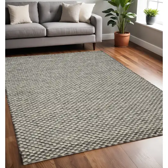 Gray and Ivory Wool Floral Hand Woven Area Rug Photo 1