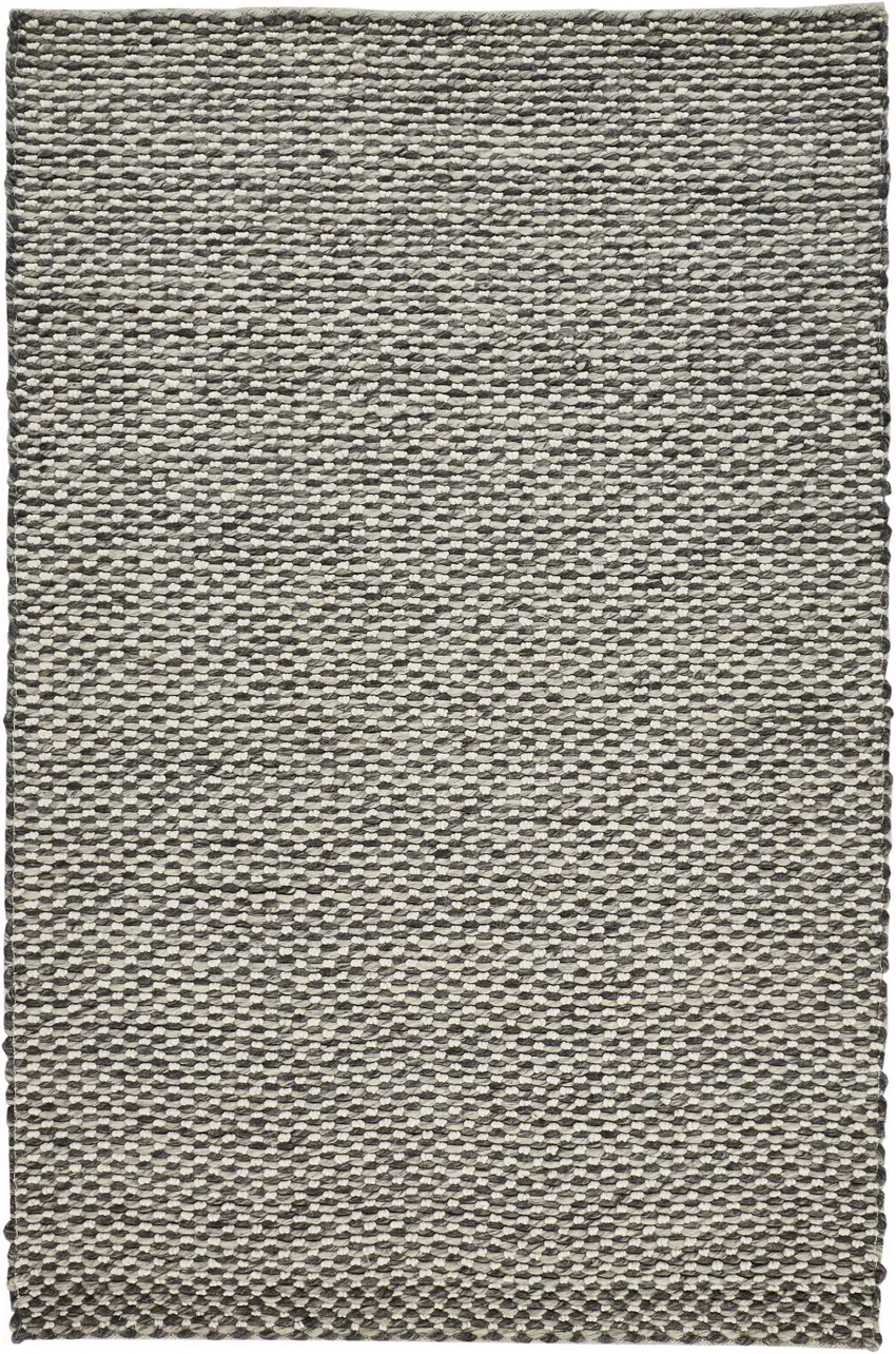 Gray and Ivory Wool Floral Hand Woven Area Rug Photo 4