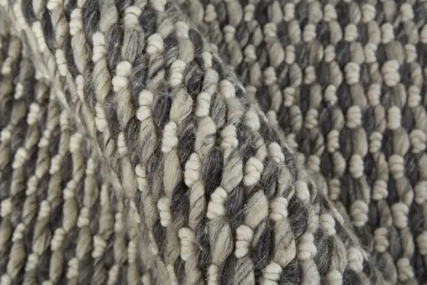 Gray And Ivory Wool Floral Hand Woven Stain Resistant Area Rug Photo 9