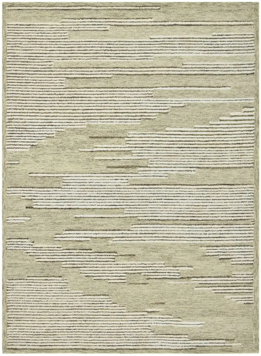 Gray And Ivory Wool Geometric Hand Hooked Area Rug Photo 2
