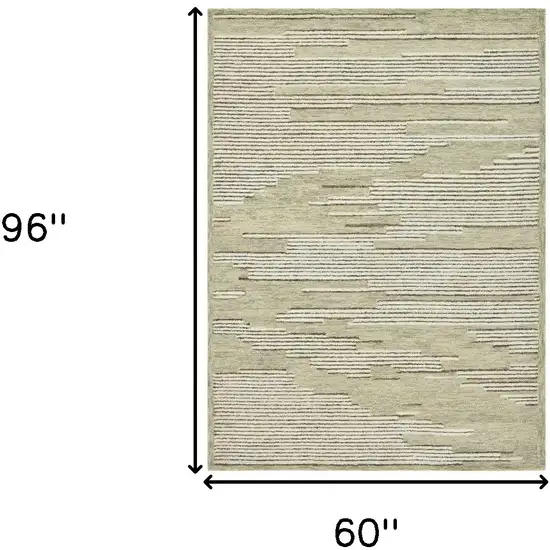 Gray And Ivory Wool Geometric Hand Hooked Area Rug Photo 3