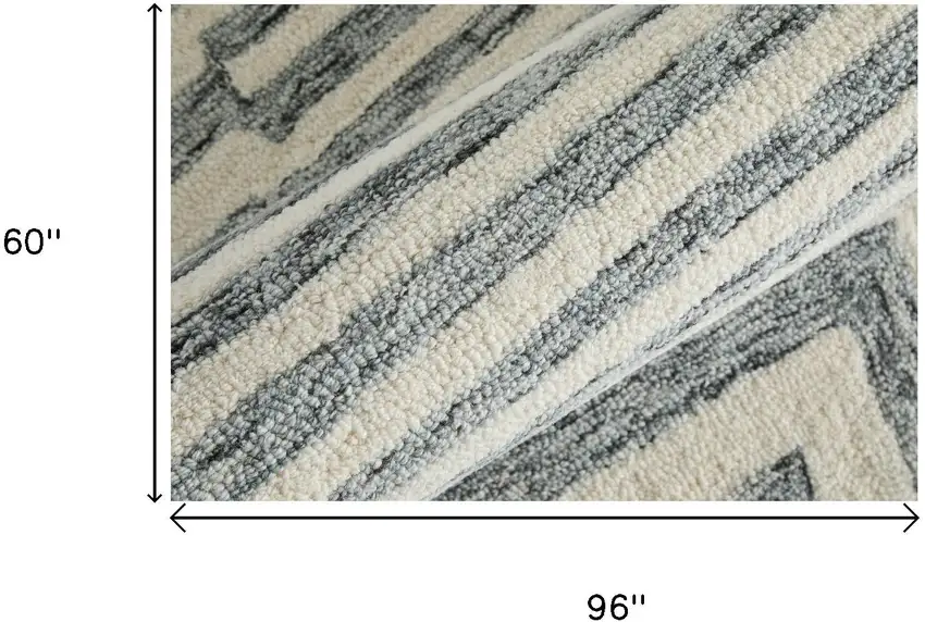 Gray And Ivory Wool Geometric Hand Tufted Area Rug Photo 9