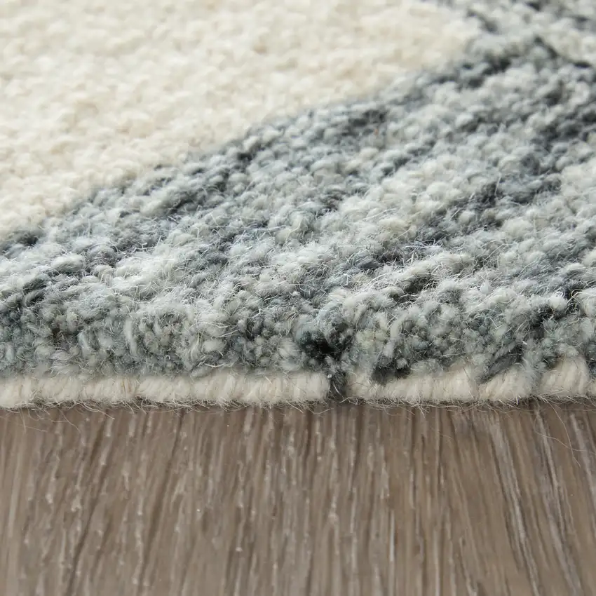 Gray And Ivory Wool Geometric Hand Tufted Area Rug Photo 3