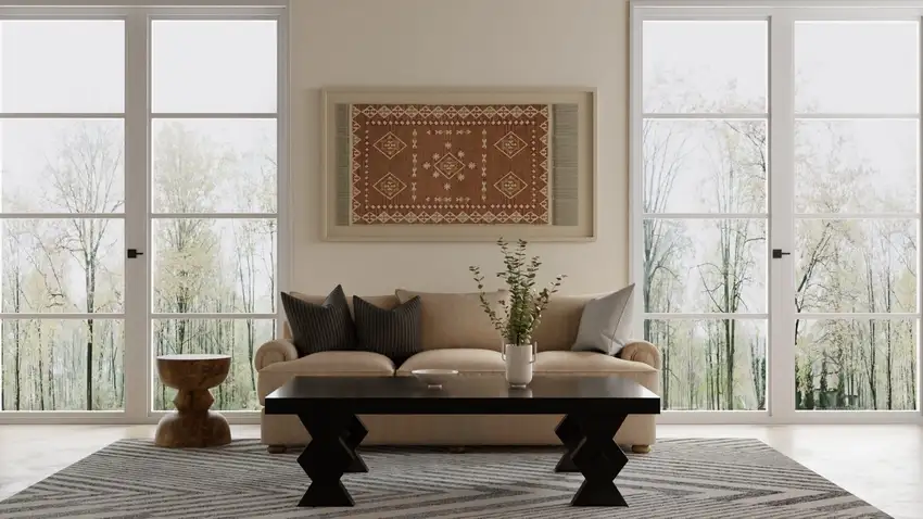 Gray And Ivory Wool Geometric Hand Tufted Area Rug Photo 6