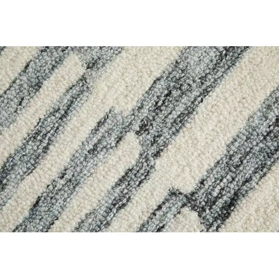 Gray And Ivory Wool Geometric Hand Tufted Area Rug Photo 8