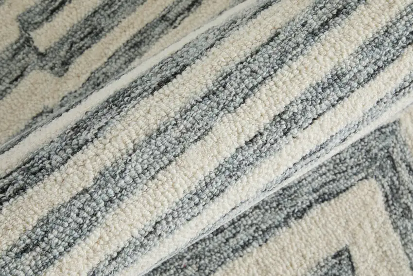 Gray And Ivory Wool Geometric Hand Tufted Area Rug Photo 4