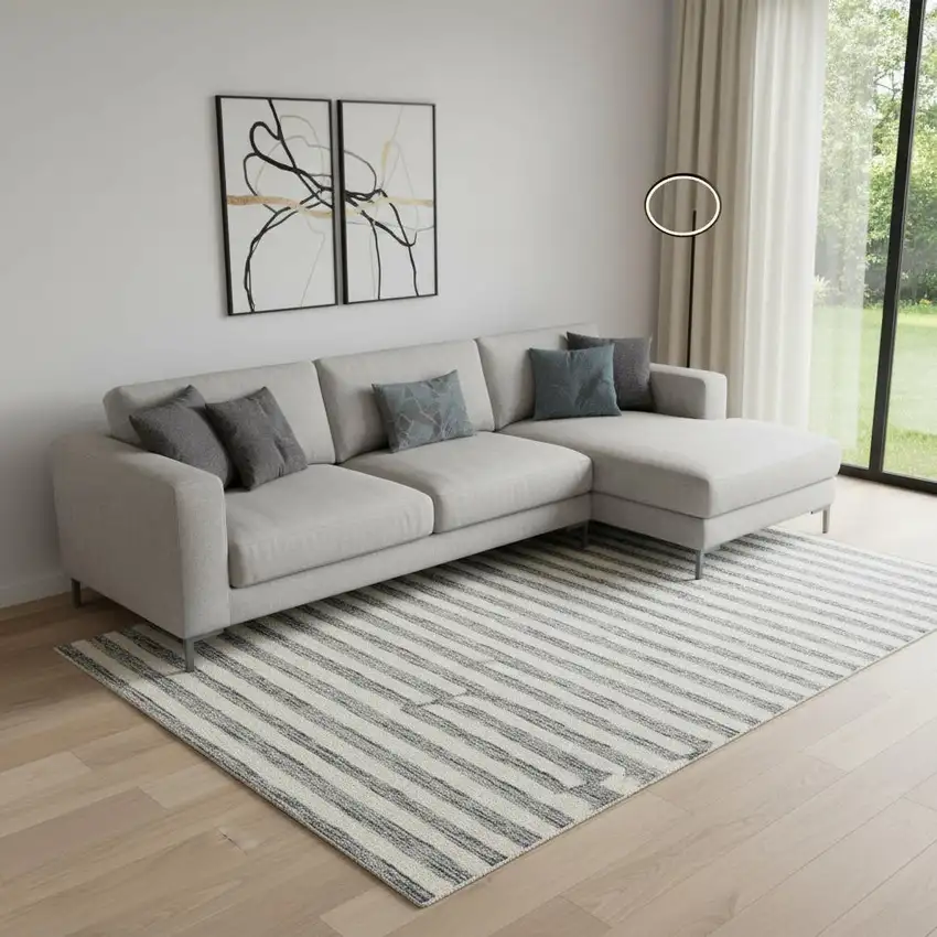 Gray And Ivory Wool Geometric Hand Tufted Area Rug Photo 1