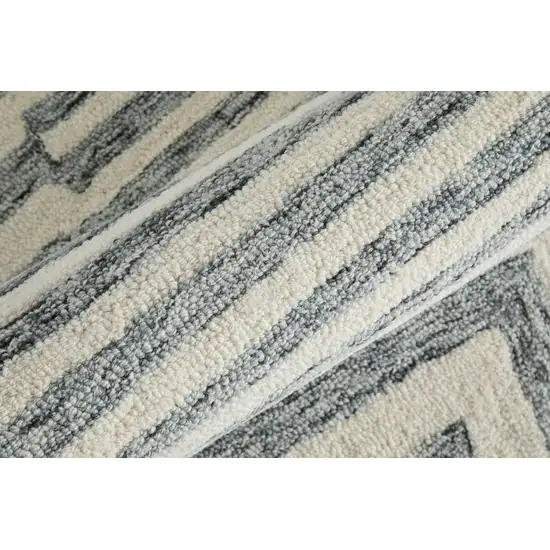 Gray And Ivory Wool Geometric Hand Tufted Area Rug Photo 4