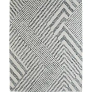Photo of Gray And Ivory Wool Geometric Hand Tufted Area Rug