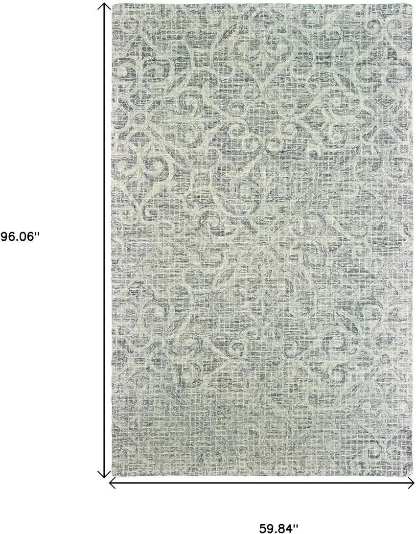 Gray And Ivory Wool Geometric Hand Tufted Area Rug Photo 3